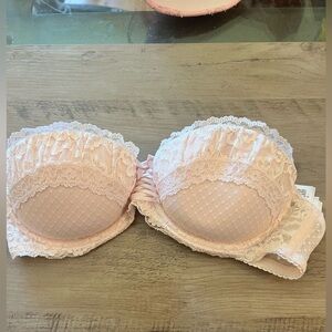 H&M Light Pink Strapless Lace Push-Up Bra